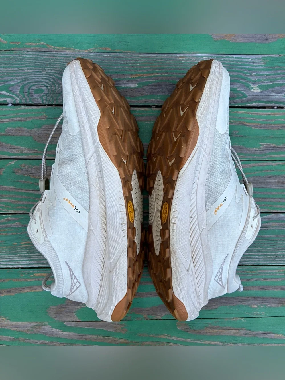 HOKA Womens Transport Running Walking Shoes Sneakers Eggnog Sz 10 B Vibram